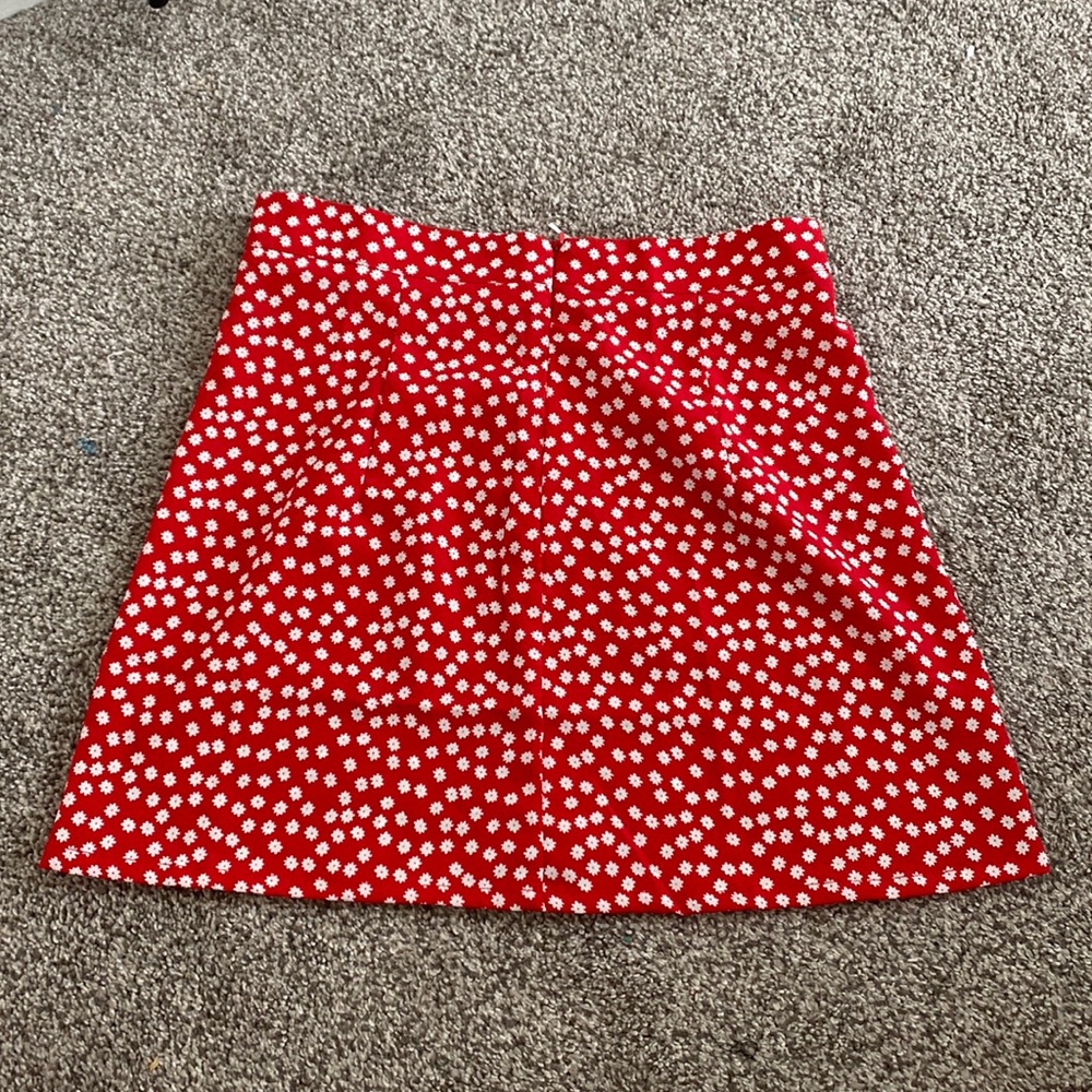 Shein red floral skirt